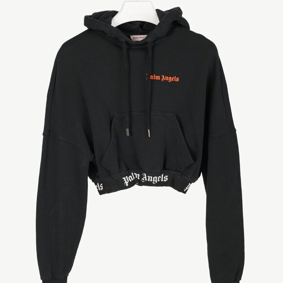 Palm Angels Summer 2019 Black Cropped Logo Print Hoodie - Picture 2 of 12